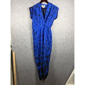 Vintage On The Rocks California Blue Black Abstract Jumpsuit Size 3/4 80s Retro